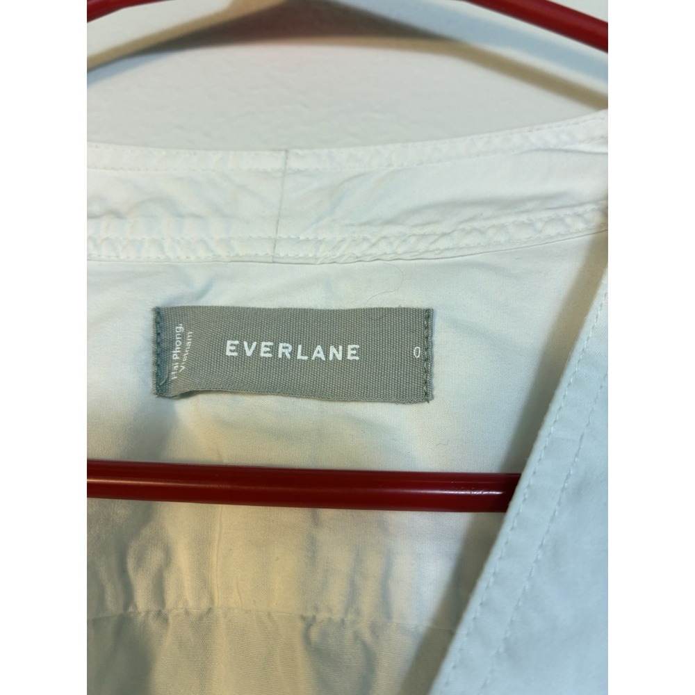 Everlane Popover Top Sz Small Oversized 100% Cotton White Office Casual - Picture 2 of 7
